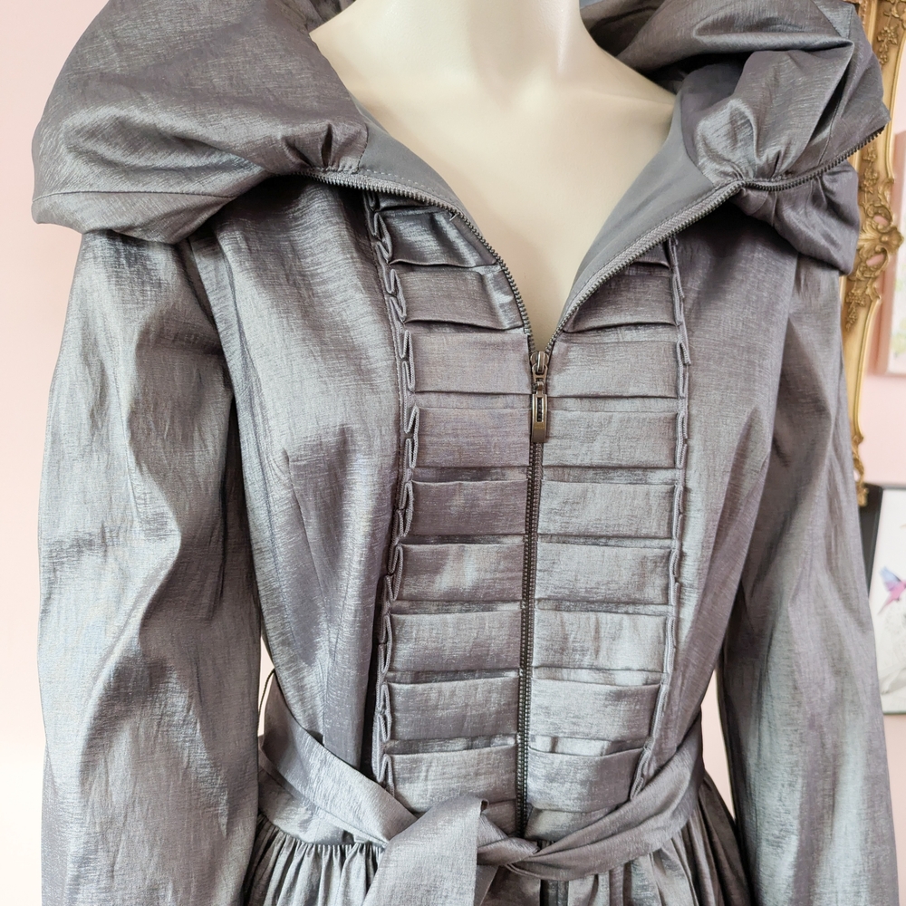 Silver Hooded Coat with Belt - Picture 13 of 14